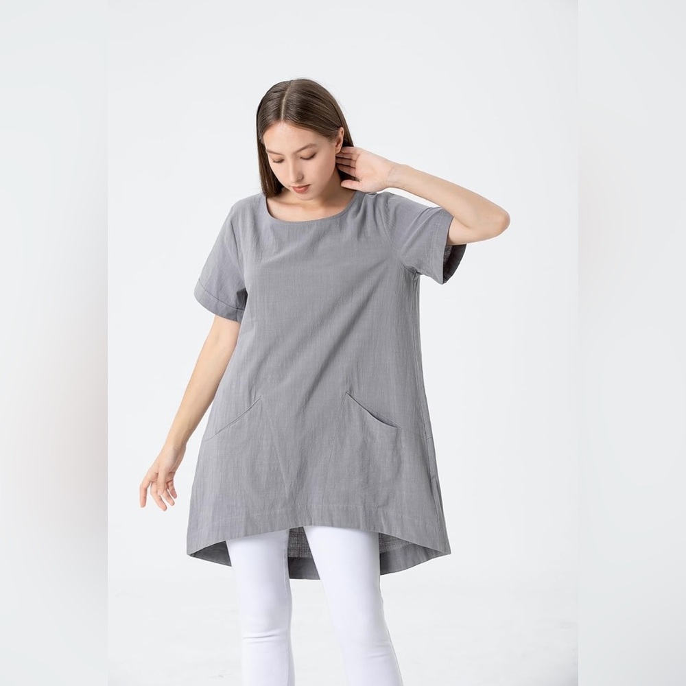 Gray Short Sleeve High Low Tunic Size 2X